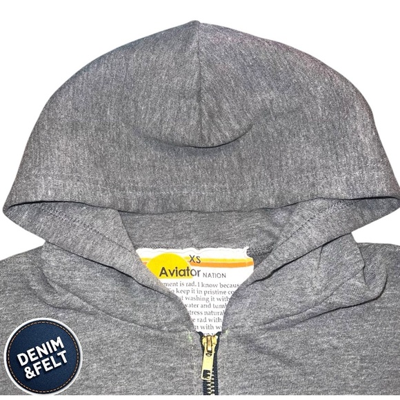 Aviator Nation Unisex BOLT FULL ZIP HOODIE/SWEATSHIRT - HEATHER GREY 🩶⚡️ - Picture 10 of 16